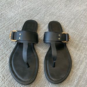 Tory Burch Black Flat Sandals Size 10